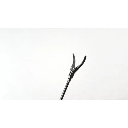 Black aesculap maryland curved grasping forceps with serrated tips and slender articulated shaft for surgical use