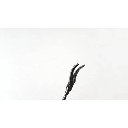 Black aesculap maryland curved grasping forceps with serrated textured curved tips and sleek metallic handle for surgery