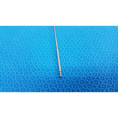 Silver telescopic antenna with metallic finish and segmented design of aesculap pm618r laparoscopic instrument