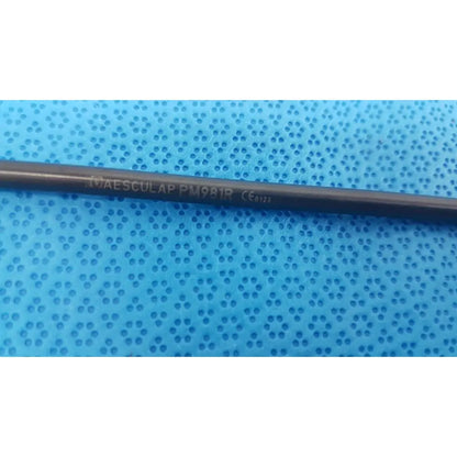 Black metal aesculap pm981r insulated outer tube with engraved text for laparoscopic surgical instrument use