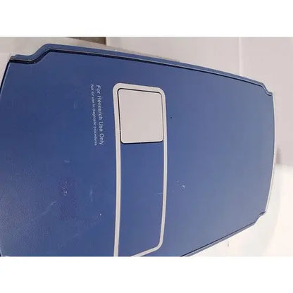 Blue rectangular affymetrix genechip scanner 3000 with white panel and silver trim labeled for retail use only for reuse medical