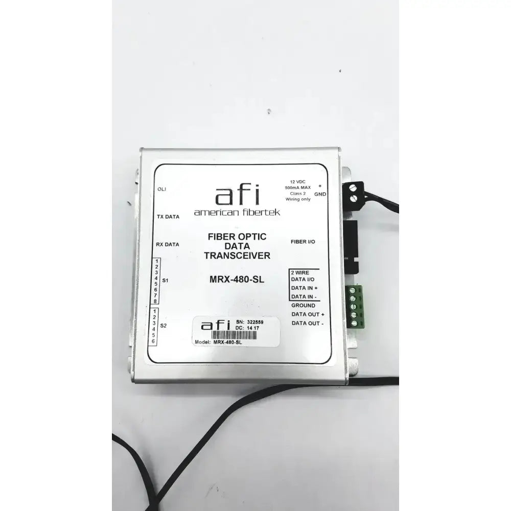 afi American Fibertek Fiber Optic Data Transceiver MRX-480-SL Fiber Optic Data Transceiver, second-hand product photo 1