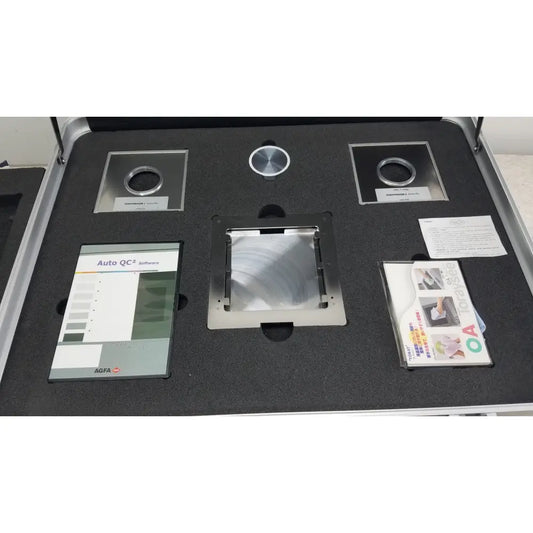 Silver metallic optical filter set in a professional case for agfa auto qc phantom type 1267 x-ray phantom kit with iec filter unit