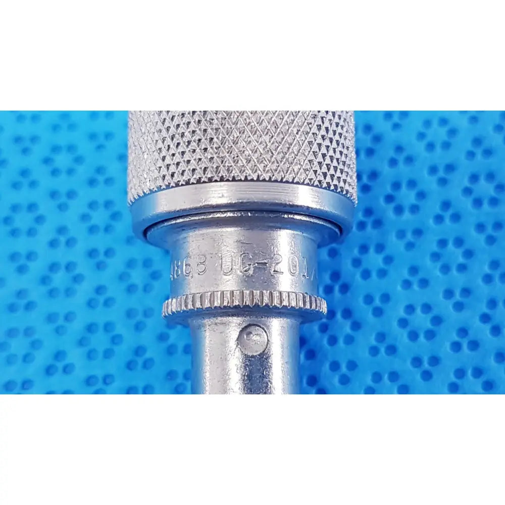 Silver metallic socket wrench with knurled grip and engraved markings for agilent n-type female to bnc male coaxial adapter