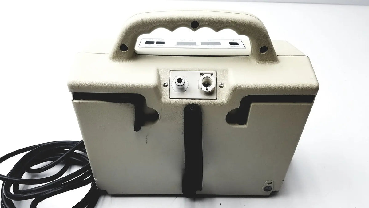 Beige aircast venaflow 30a vascular system with white control panel, black handle, and power cord for medical use