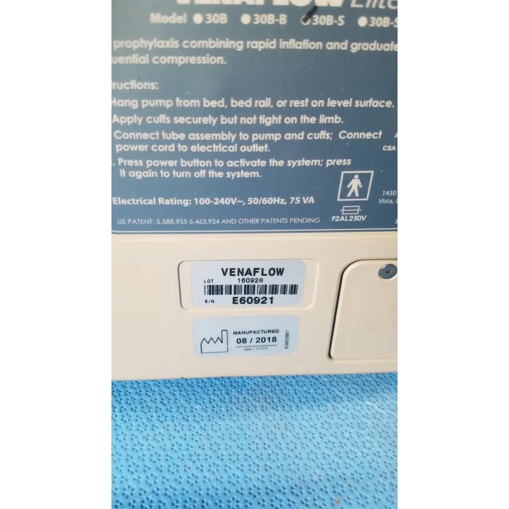 Beige Aircast Venaflow Elite model 30b medical inflation pump with black labeling for Venaflow Elite DVT prophylaxis