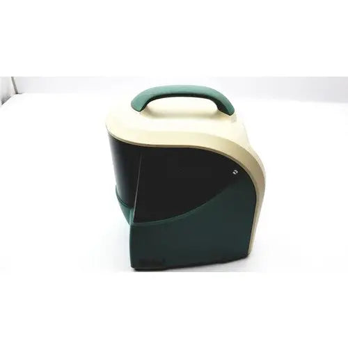 Beige and dark green plastic portable aircuity optima 500 portable air monitoring system with curved handle