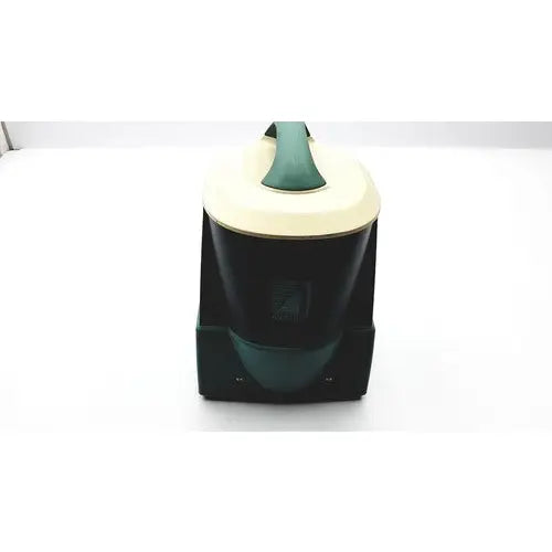 Black and cream-colored portable air monitoring vacuum cleaner with green handle for aircuity optima 500 system
