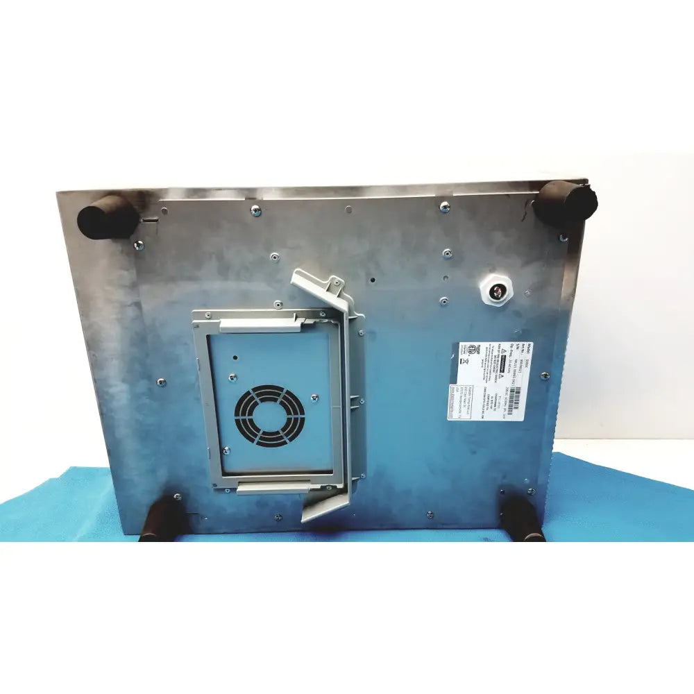 Metallic gray industrial-grade aladdin temp-rite heat on demand advantage rs+ plate heater with built-in cooling fan compartment