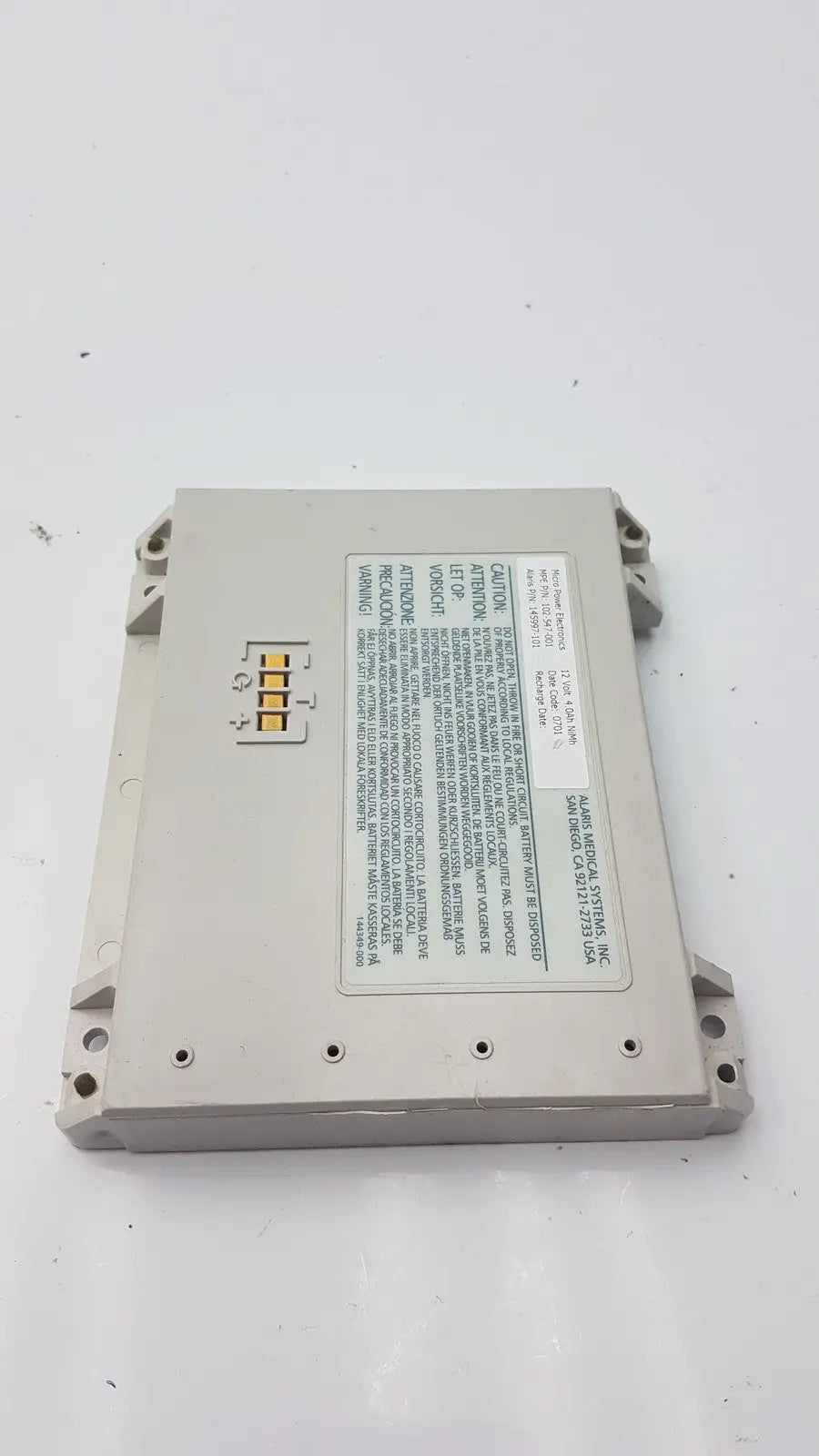 Alaris Medical 145997-101, Micro Power Electronics 102-547-001 Battery, second-hand product photo 3