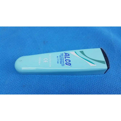 Light blue plastic tube of alco hand sanitizer for use with clean remote cr2bb medical healthcare devices