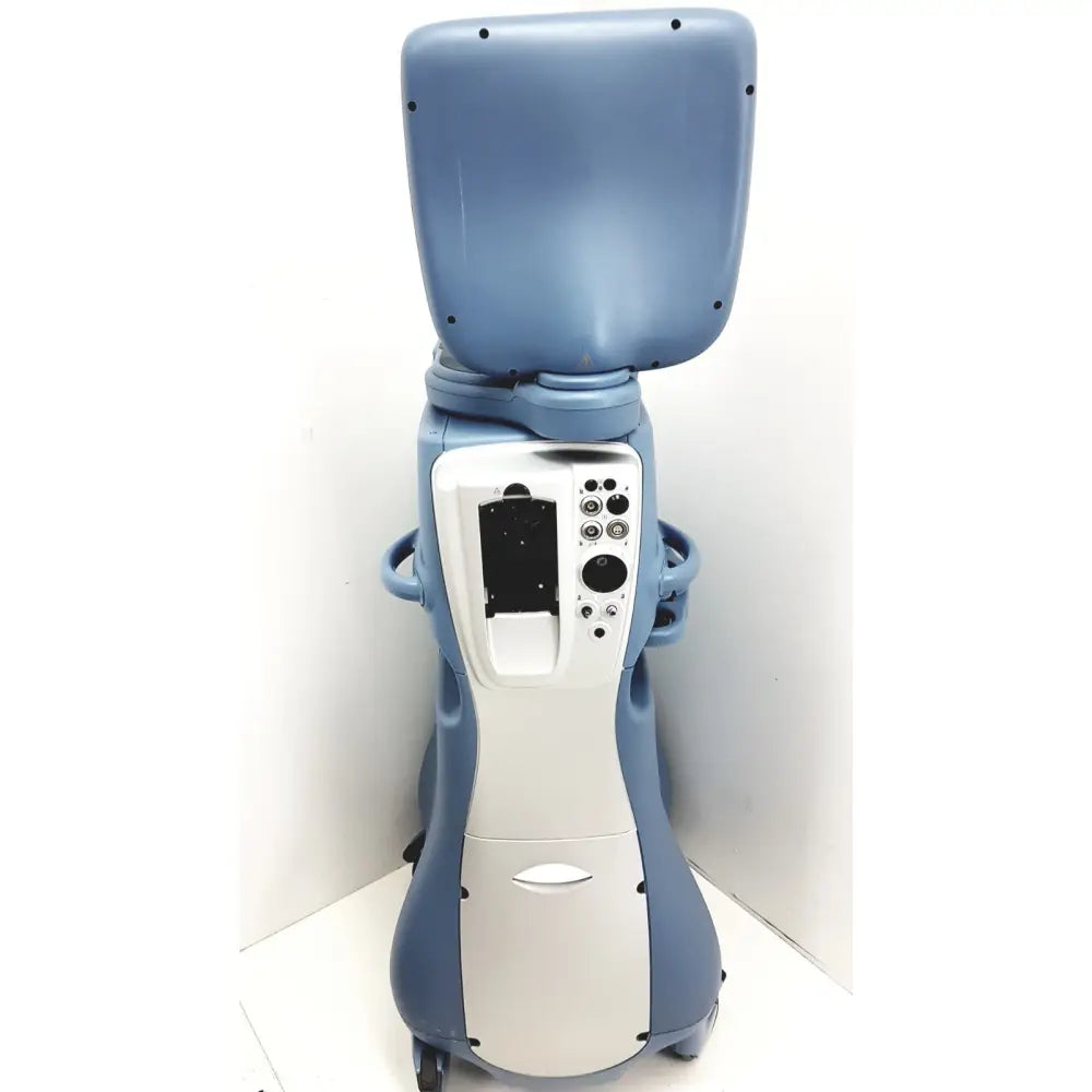 Alcon infiniti vision phacoemulsification surgical unit with blue and white mobile ultrasound machine and control buttons
