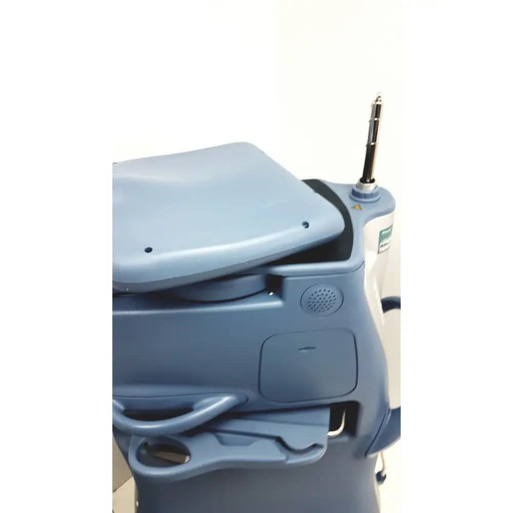 Blue medical-grade alcon infiniti vision phacoemulsification surgical unit with sleek ergonomic design and prominent antenna