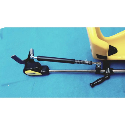 Allen Medical Yellofins Elite yellow and black adjustable bicycle pedal lever with spring-loaded mechanism for medical use