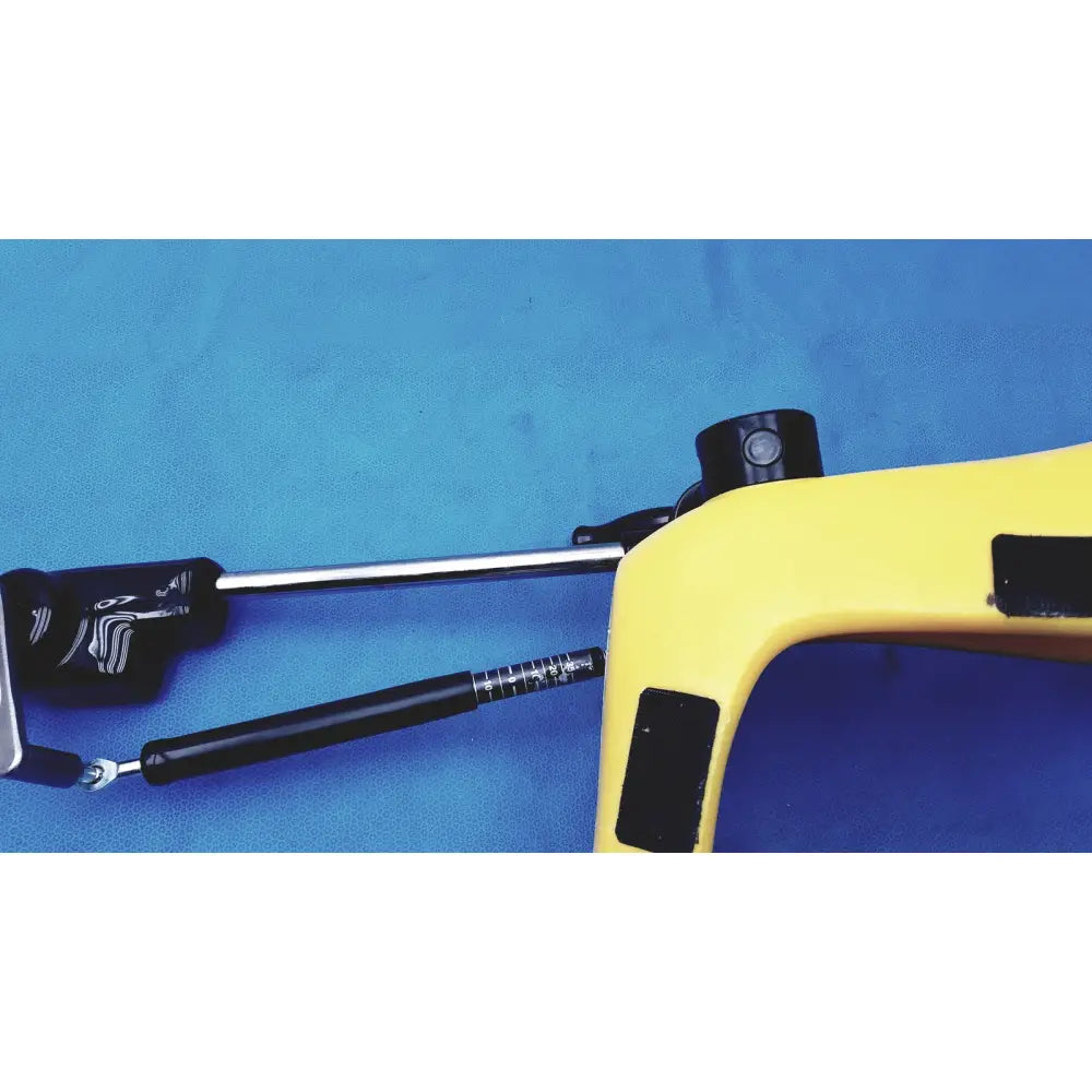 Yellow plastic bicycle handlebar with black grip and silver stem for allen medical yellofins elite lift-assist stirrups