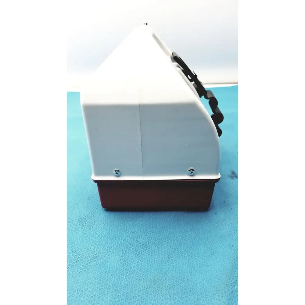 Allied healthcare gomco optivac g180 portable aspirator with white and brown plastic feeder and black chain handle