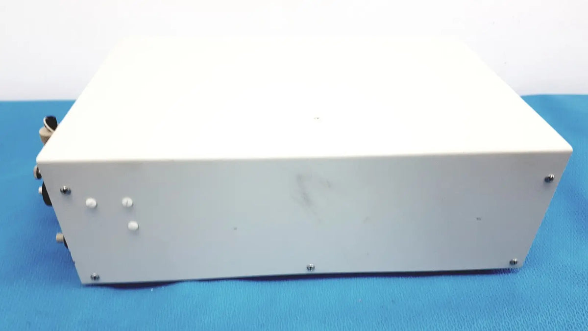 White rectangular Alltech 301 pump HPLC laboratory unit showing metallic screws and ports on the side for chromatography use