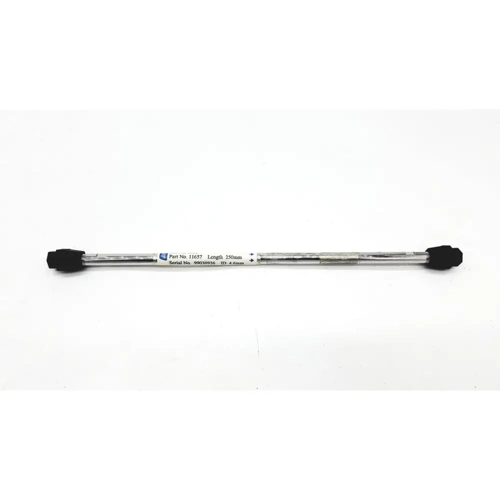 Silver metal alltech nucleosil chromatography column with black end caps length 250mm and printed label