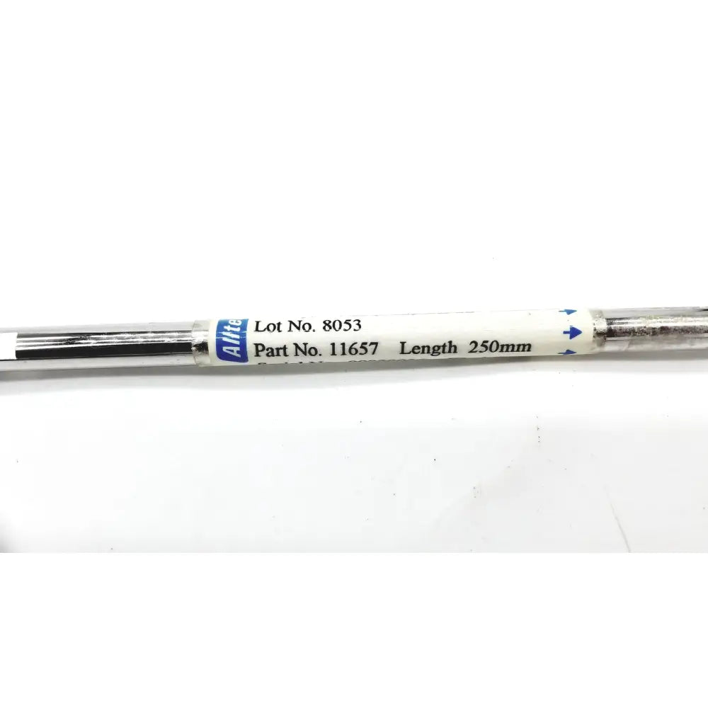 Silver metallic alltech nucleosil chromatography column with white label and blue branding length 250mm