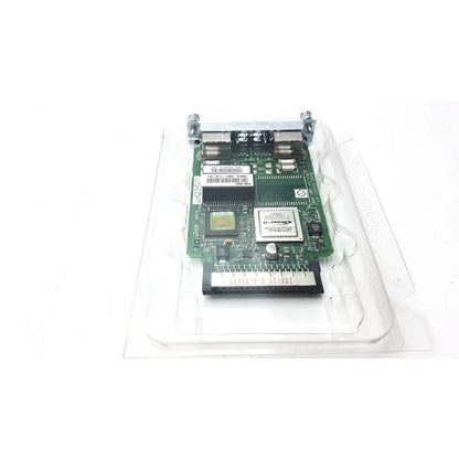 Green circuit board with silver connectors and black components in clear case for altera stratix ii cisco vwic3 module