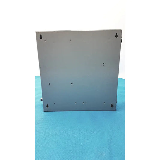 Gray metal mounting bracket with multiple screw holes for altronix al400ulx power supply charger back side view