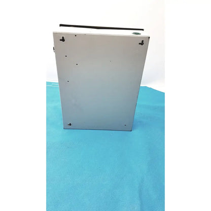 Silver metallic rectangular altronix smp5ctx high current power supply charger with black mounting hardware and matte finish