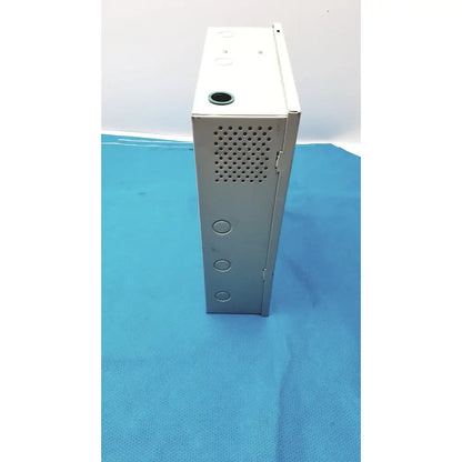Silver metallic altronix smp5ctx high current power supply charger with perforated side panel and circular mounting holes