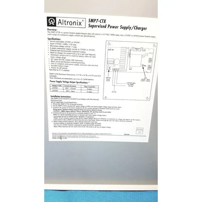 Altronix SMP7-CTX High Current Power Supply / Charger 12VDC/24VDC-No key Power Supply, second-hand product photo 10