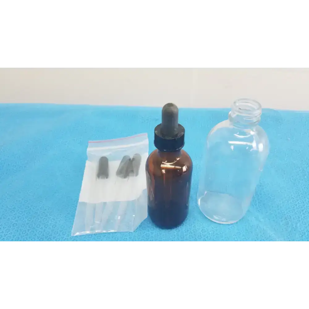 Generic Amber Glass Bottle and Clear Bottle with 3 Dropper Laboratory Dropper Bottles, second-hand product photo 1
