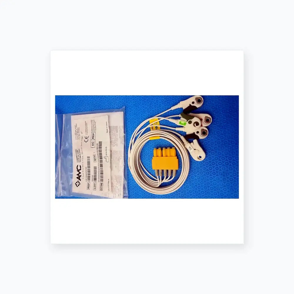 AMC 5-Lead GRPD Disposable ECG Cable – GE Multi-Link to Pinch, Shielded, 50" Disposable 5-Lead ECG Cable, second-hand product photo 1