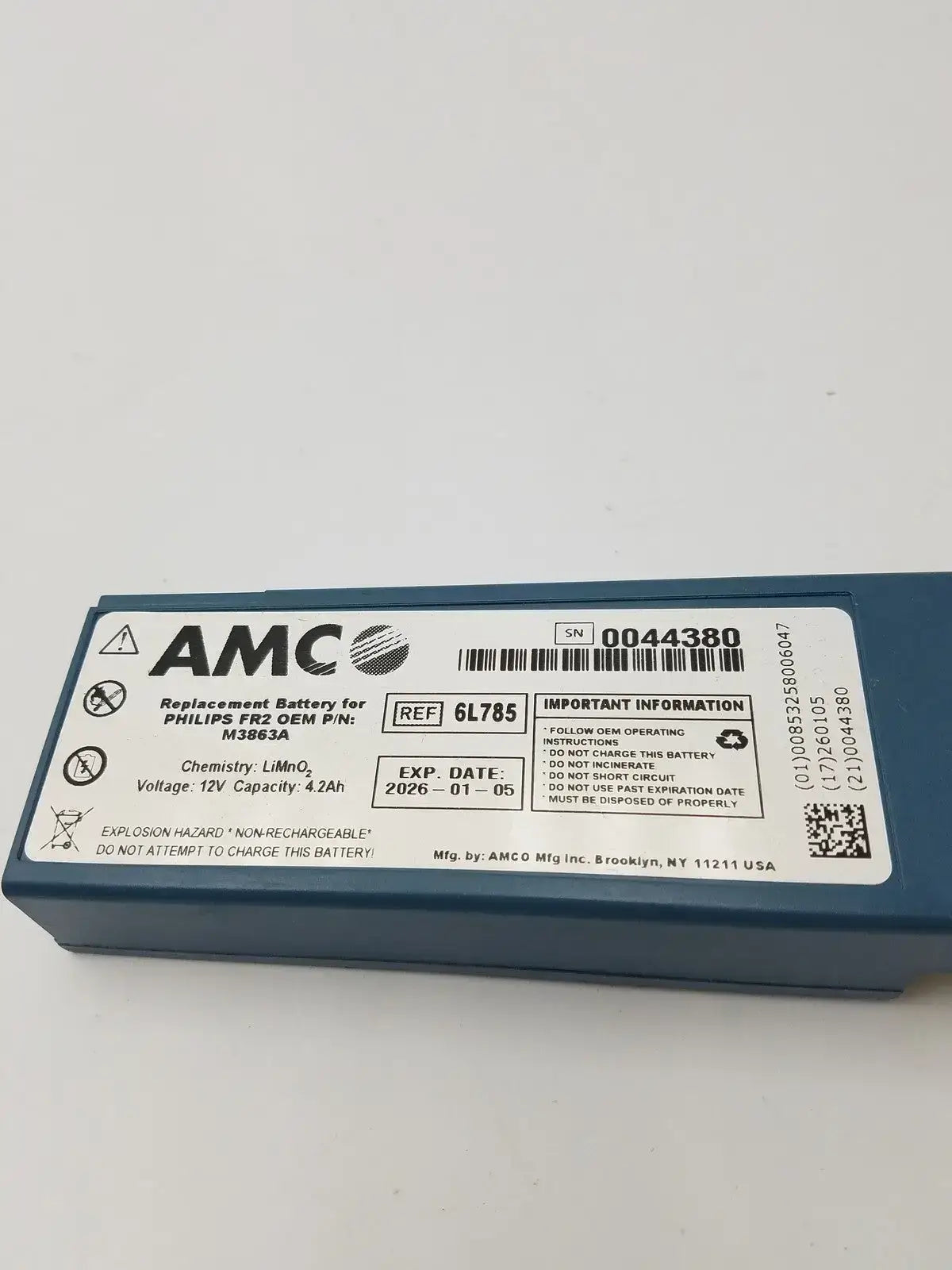 AMCO 6L785 Non-Rechargeable Replacement Battery AED Replacement Battery, second-hand product photo 2