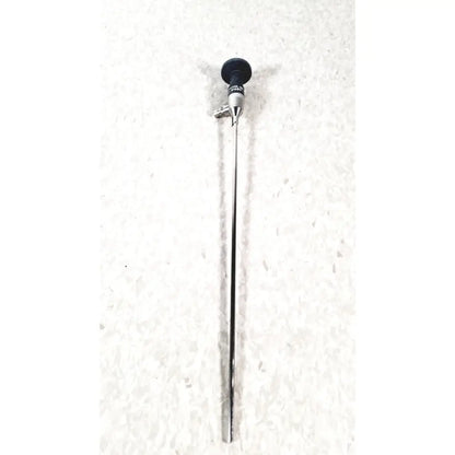 Silver surgical endoscope with black circular handle and metallic joints by american cystoscope makers fo-8168m microlens