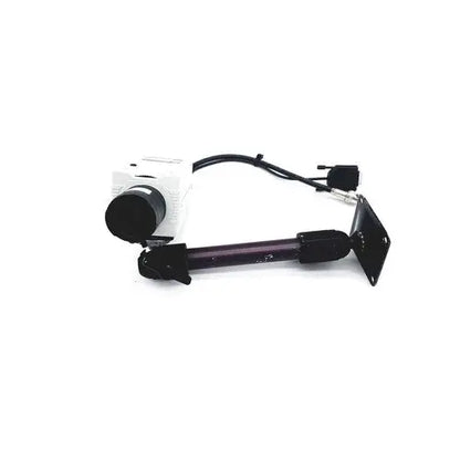 Black metal wall mount with purple cylindrical bar and attached camera housing for american dynamics adcshr2412n super camera