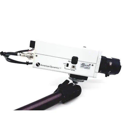 White american dynamics adcshr2412n super high resolution fixed camera with black lens and mounting hardware