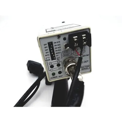 Black and silver industrial control panel with labeled switches and rotary knob for american dynamics adcshr2412n camera