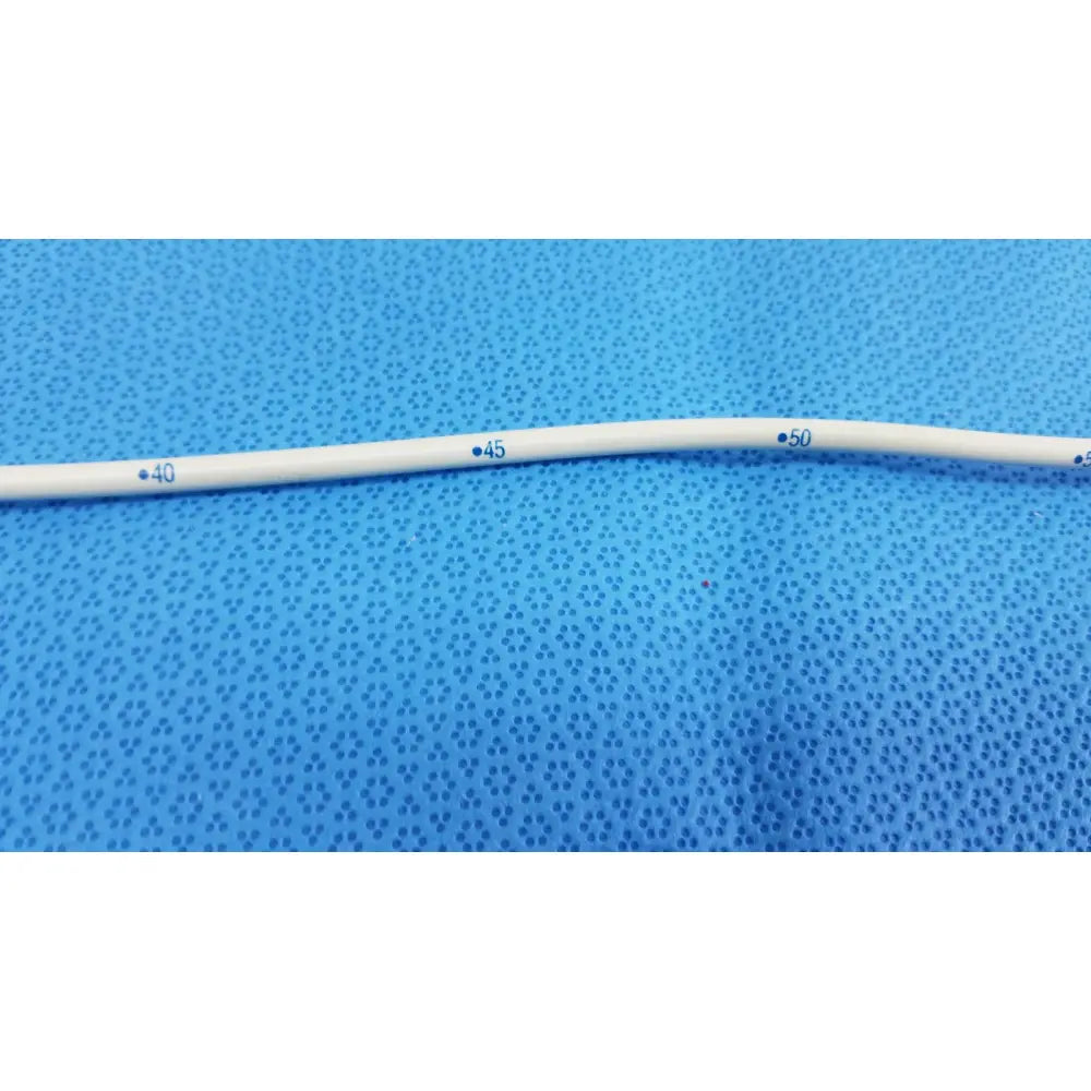 White cylindrical american endoscopy 15fr maloney tapered tungsten-filled esophageal bougie with blue numerical markings