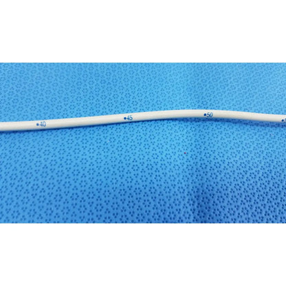 White cylindrical american endoscopy 15fr maloney tapered tungsten-filled esophageal bougie with blue numerical markings