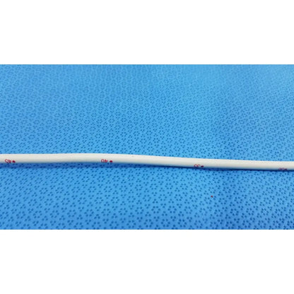White cylindrical American Endoscopy 15FR maloney tapered tungsten-filled esophageal bougie with red markings