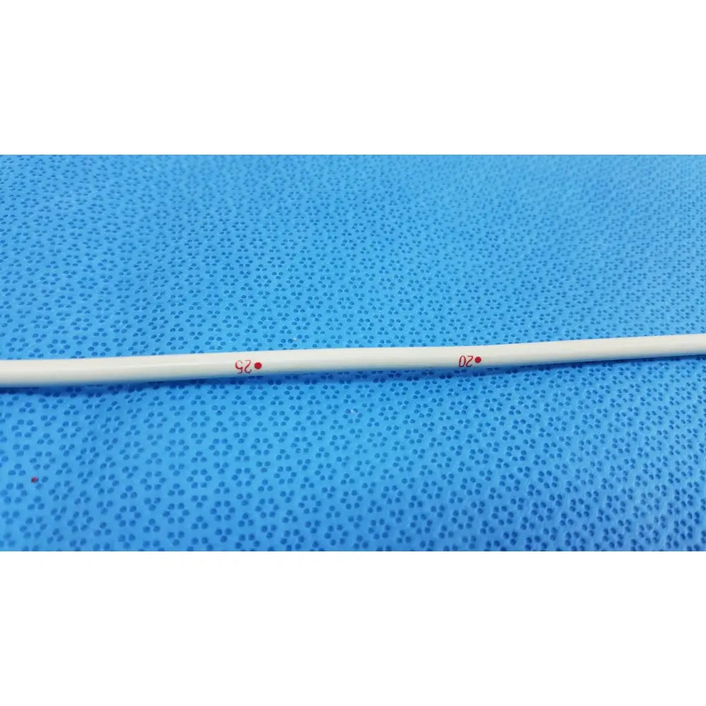 White cylindrical american endoscopy 15fr maloney tapered tungsten-filled esophageal bougie with red 02 and 92 markings