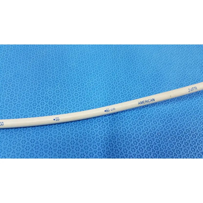 White flexible american endoscopy 24fr maloney tapered tungsten filled esophageal bougie catheter with size markings