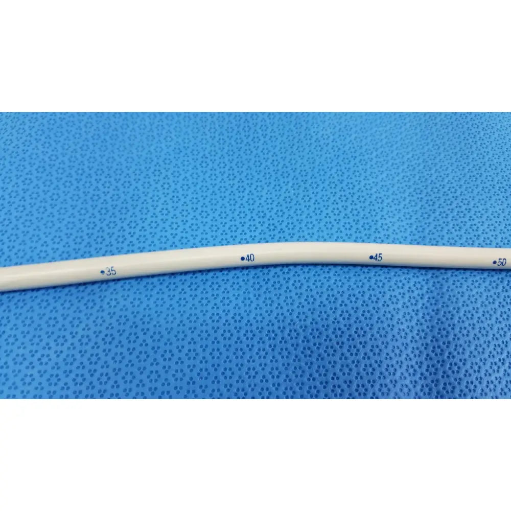 White flexible american endoscopy 24fr maloney tapered tungsten-filled esophageal bougie with blue measurement markings