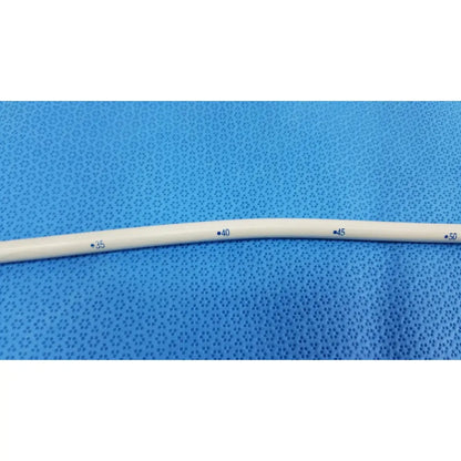 White flexible american endoscopy 24fr maloney tapered tungsten-filled esophageal bougie with blue measurement markings
