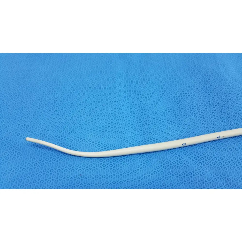 White curved american endoscopy 27fr maloney tapered tungsten-filled esophageal bougie with printed markings