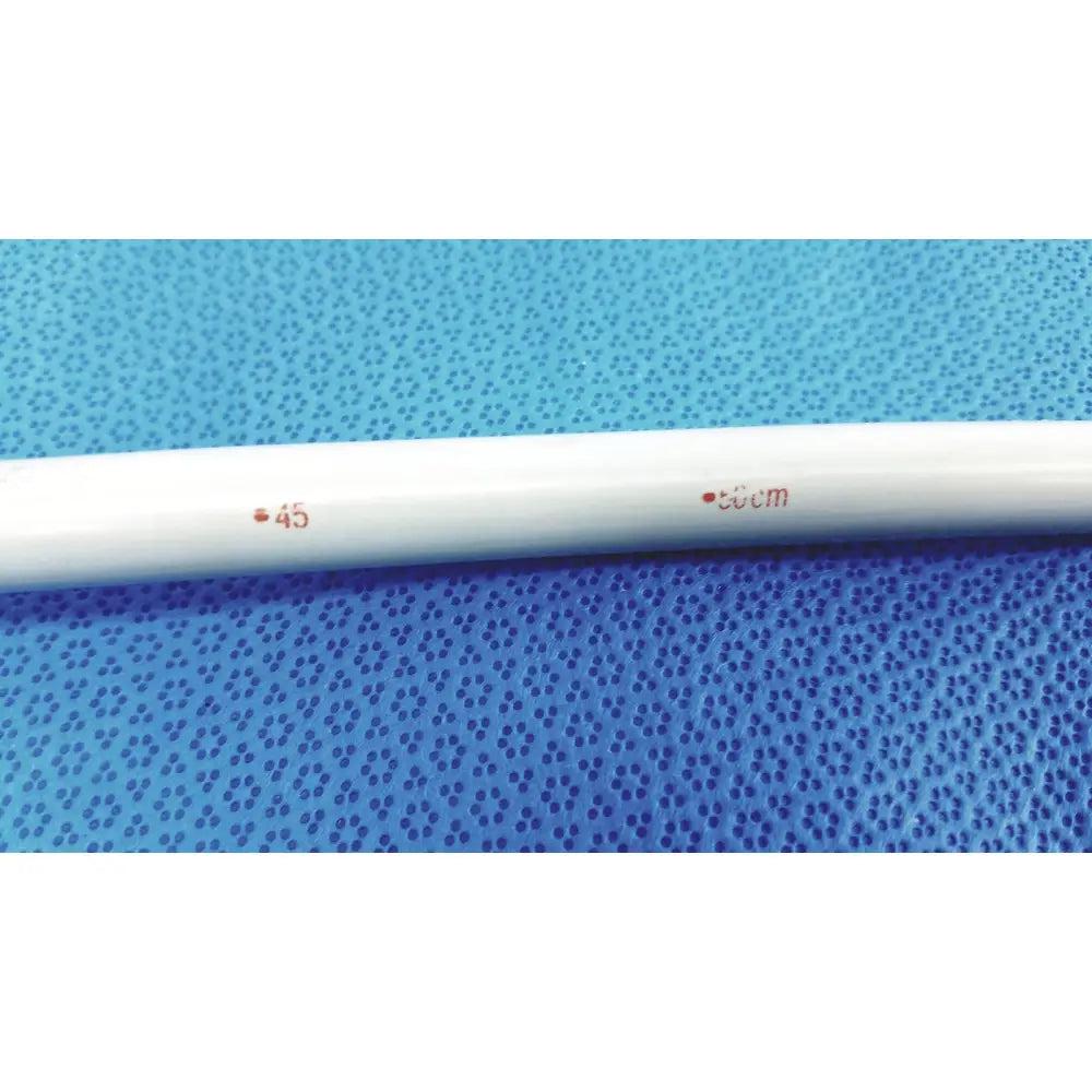 White plastic tube with red 45 and 60cm markings for american endoscopy 42fr maloney tungsten-filled esophageal bougie
