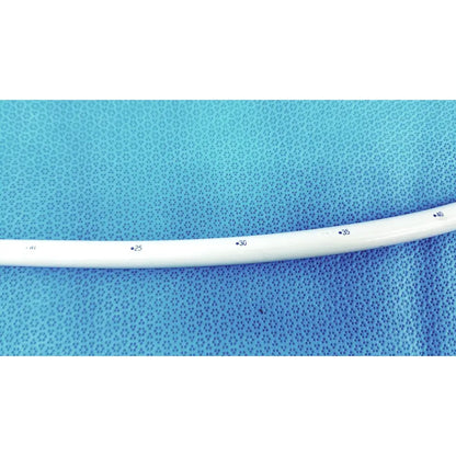 White medical catheter with black numerical markings for measurements in american endoscopy 42fr maloney tapered esophageal bougie