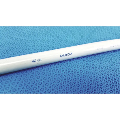 White pvc pipe marked american and equal 60 cm for american endoscopy 48fr maloney tapered tungsten-filled esophageal bougie