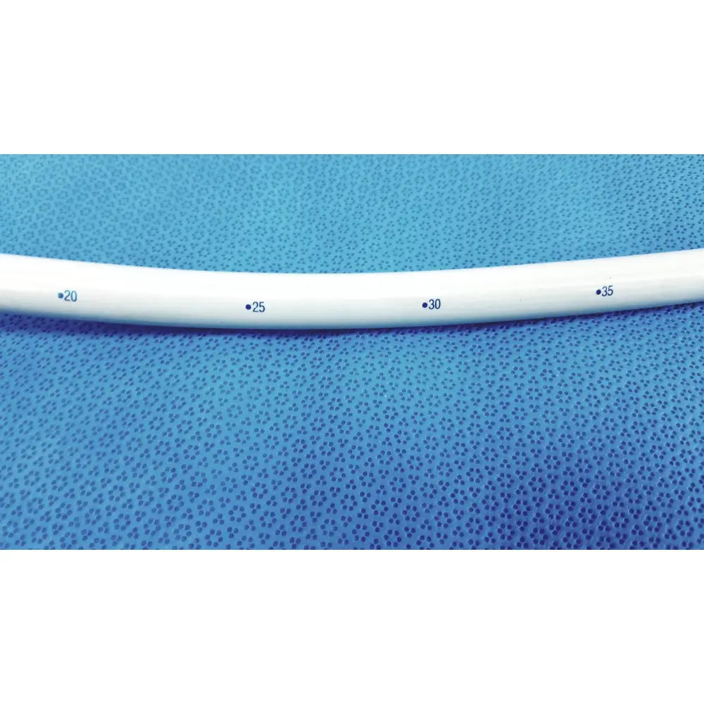 White plastic tube with blue measurement markings for american endoscopy 48fr maloney tapered tungsten-filled esophageal bougie