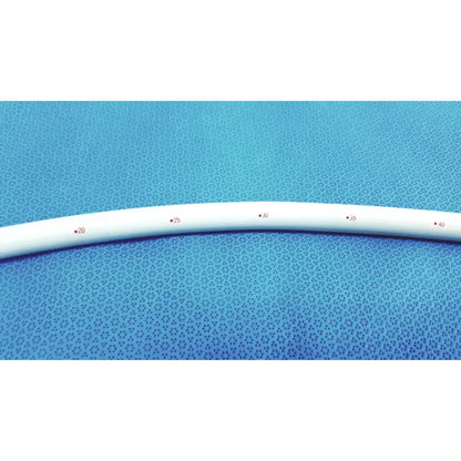 White flexible tungsten-filled tube with red measurement markings for american endoscopy 48fr maloney esophageal bougie
