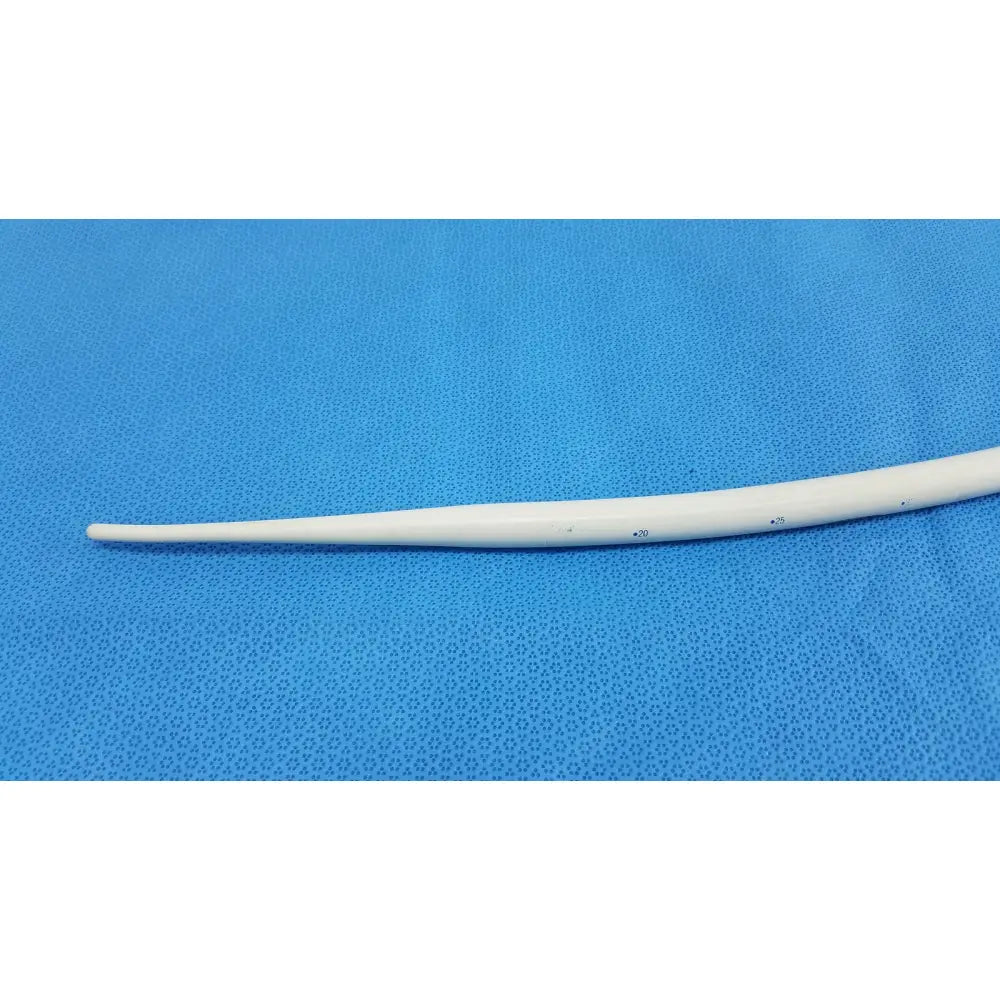 White smooth curved american endoscopy 51fr maloney tapered tungsten filled esophageal bougie with tapered end