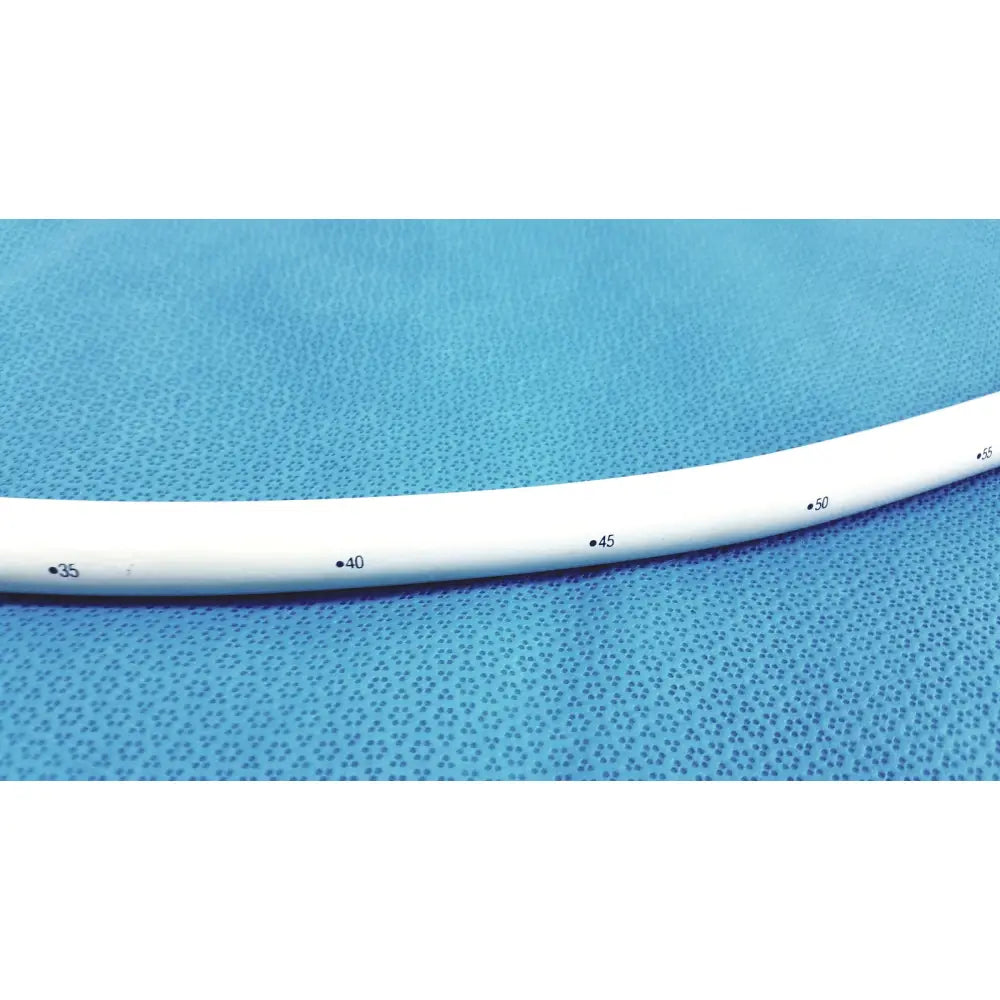 White medical-grade american endoscopy 54fr maloney tapered tungsten-filled esophageal bougie with size markings